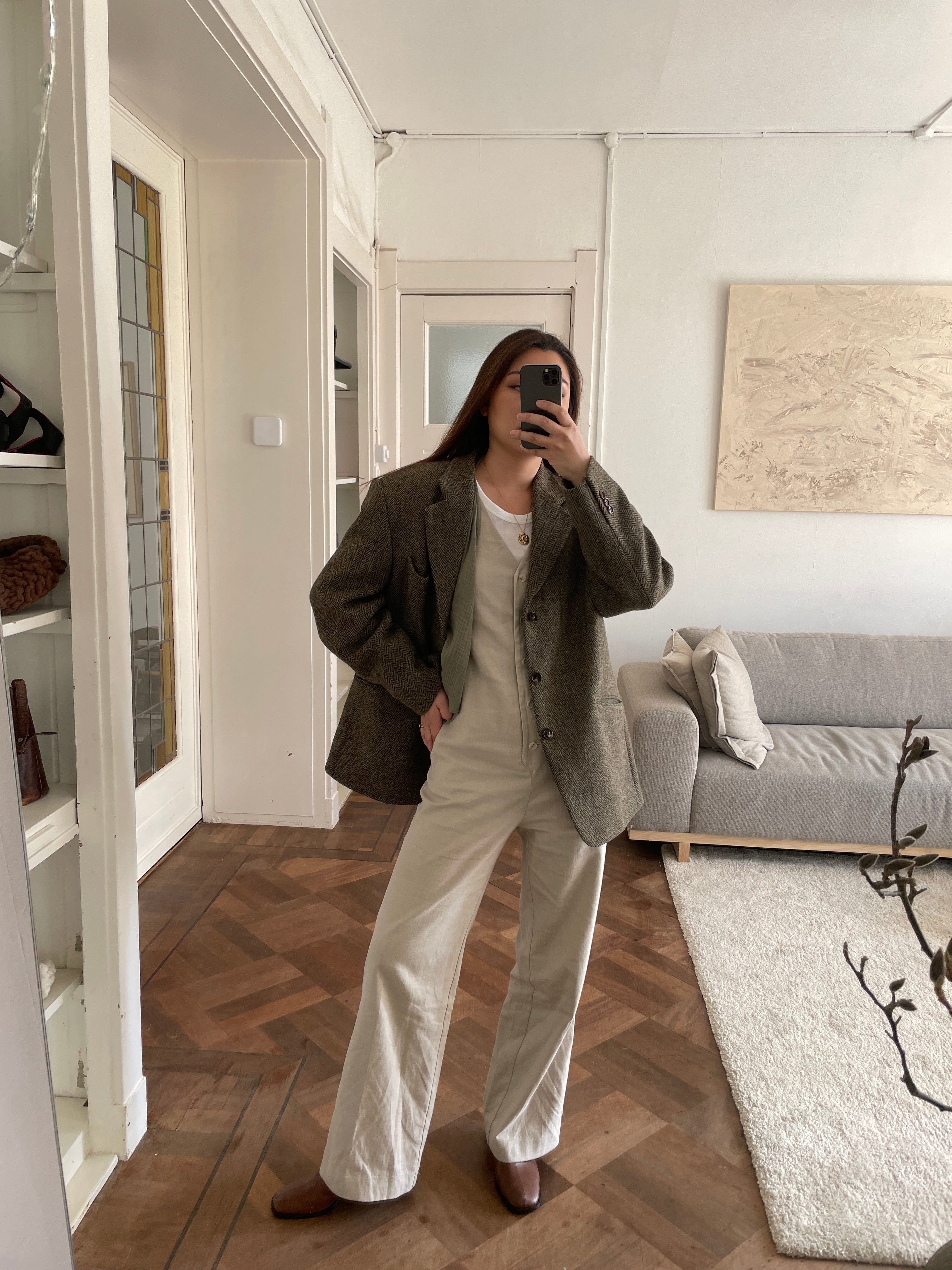 Linen Blend Jumpsuit - Oatmeal
