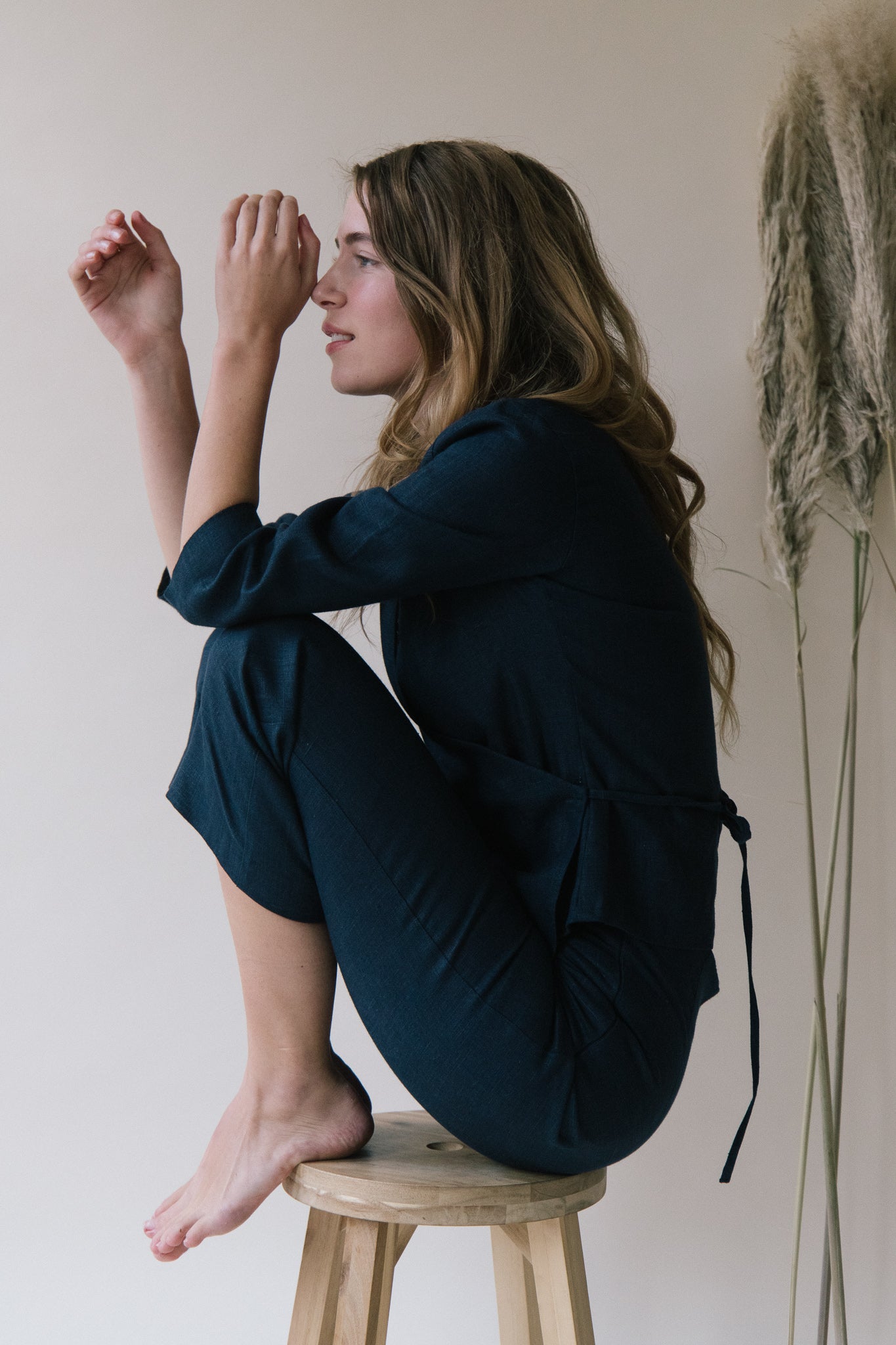 Structured Linen Wrap Top