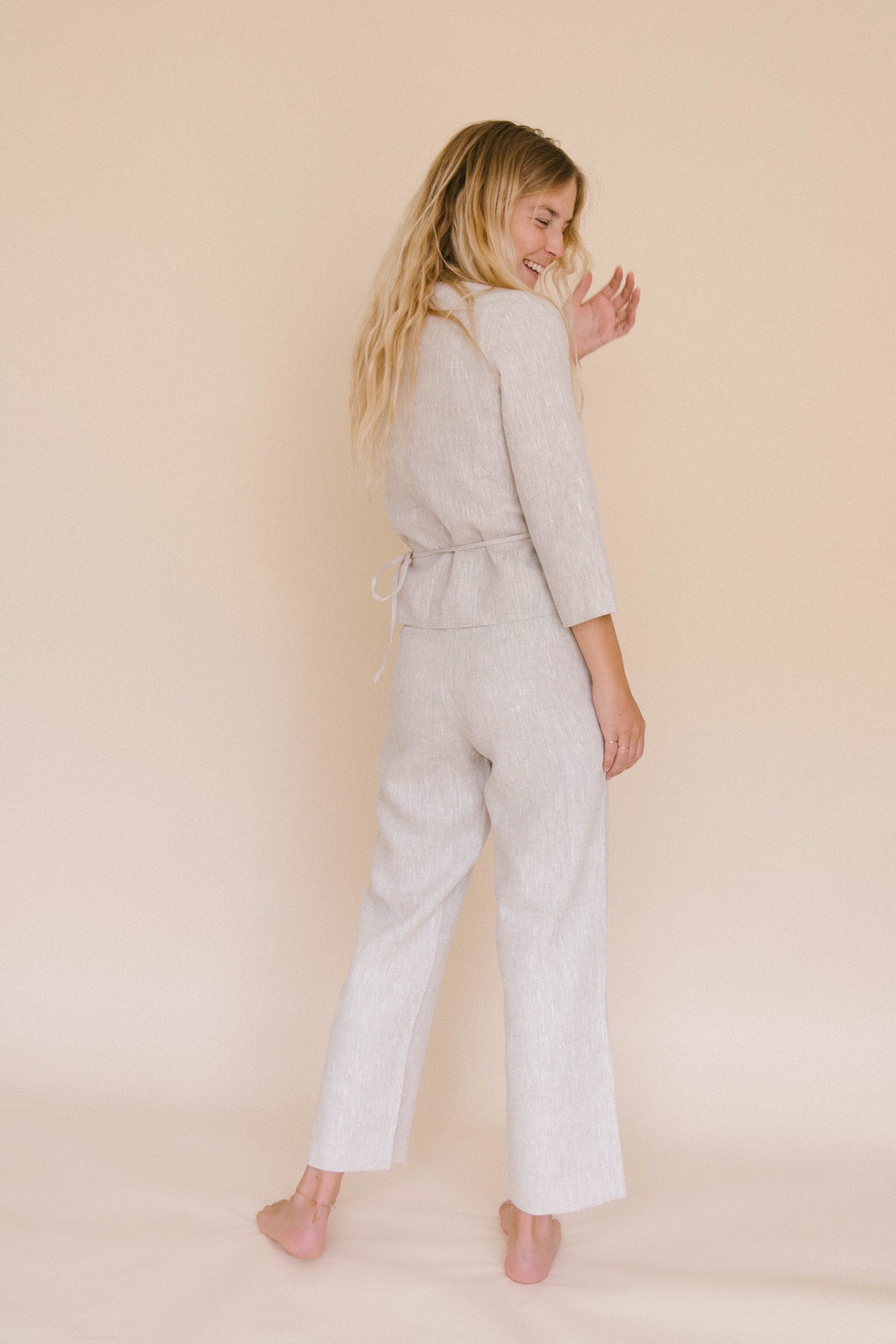 Structured Linen Wrap Top