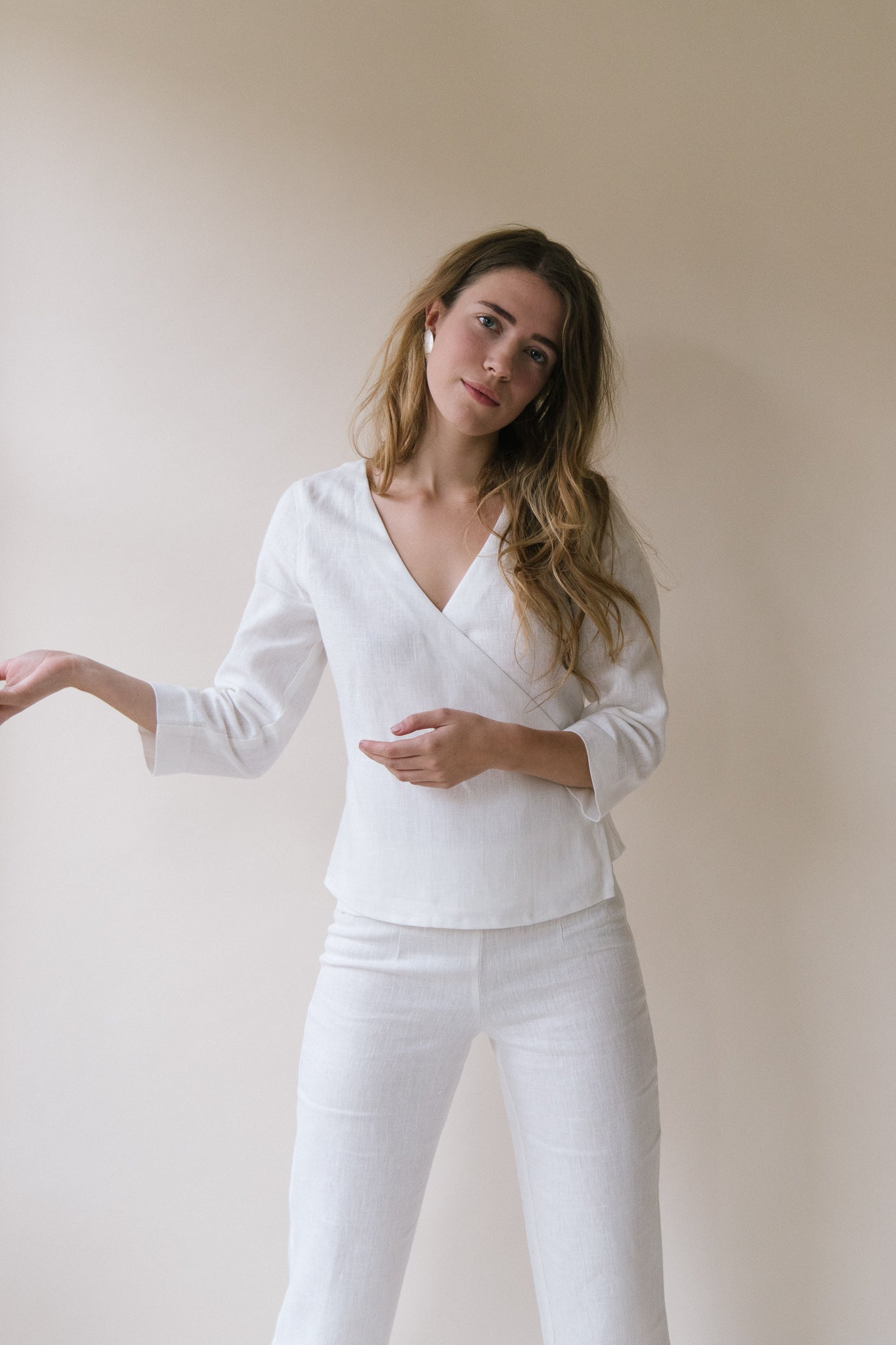 Structured Linen Wrap Top