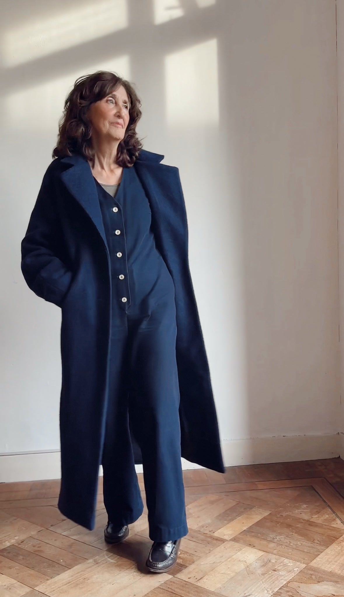 Linen Blend Jumpsuit - Navy