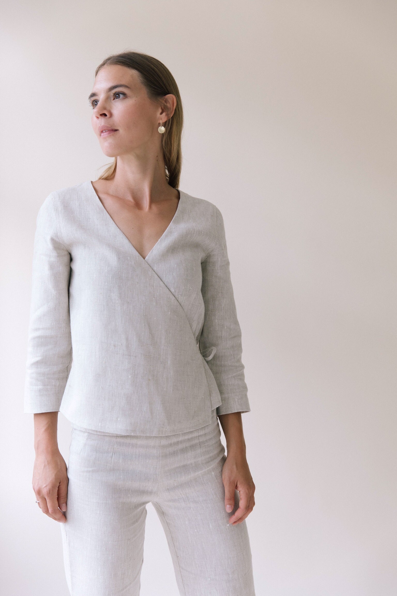 Structured Linen Wrap Top
