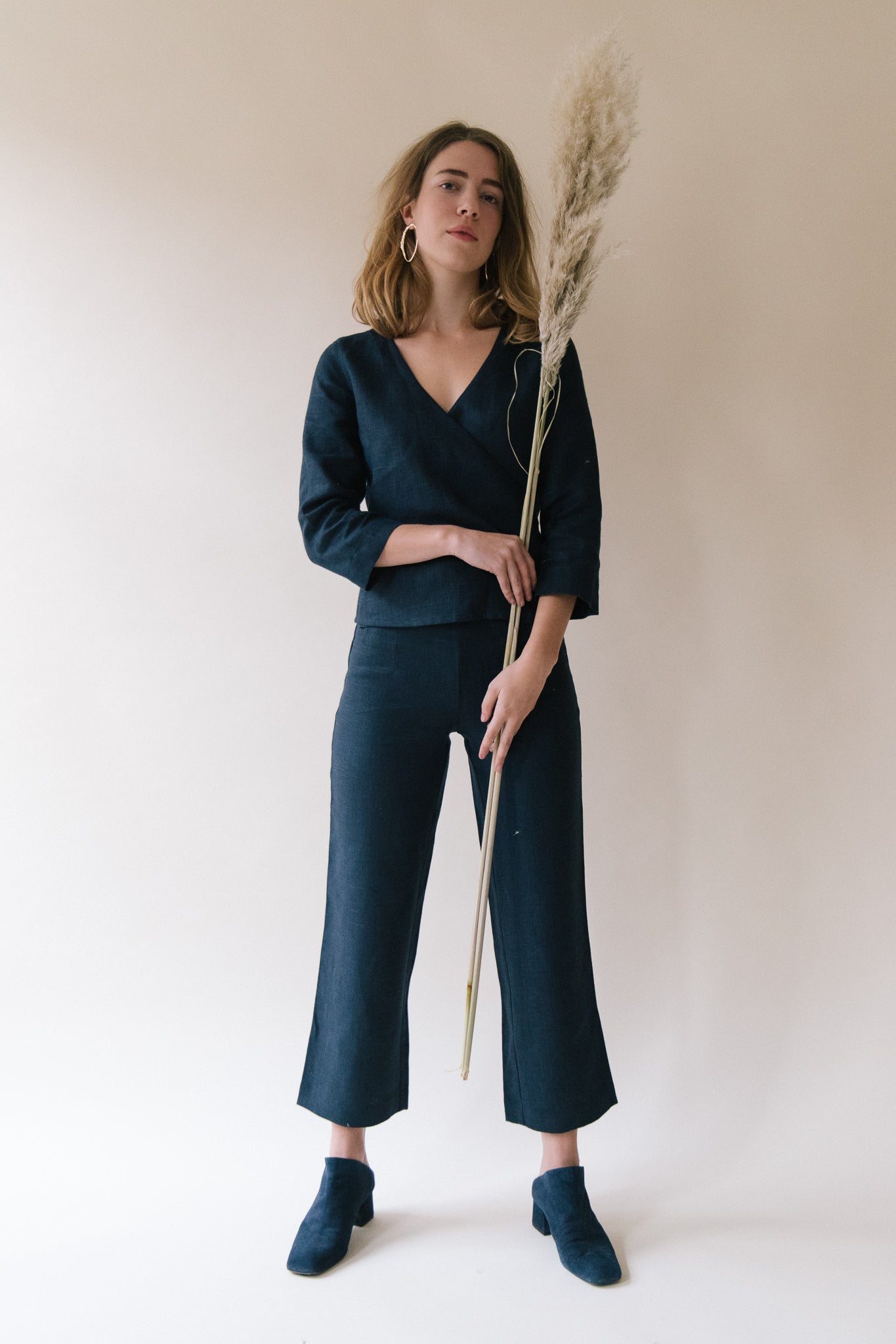 Structured Linen Wrap Top