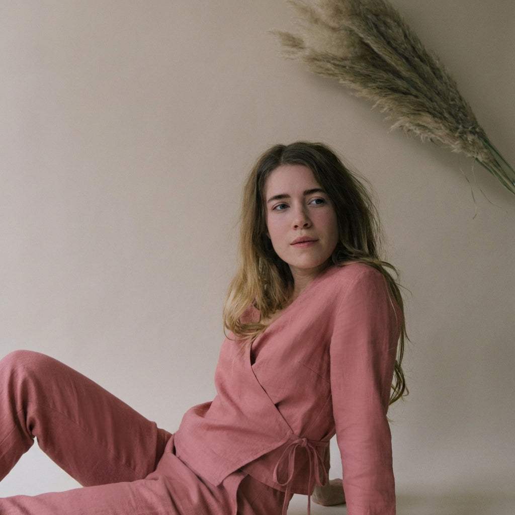 Structured Linen Wrap Top