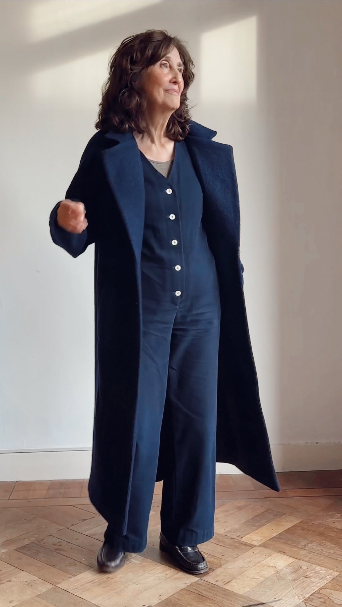 Linen Blend Jumpsuit - Navy