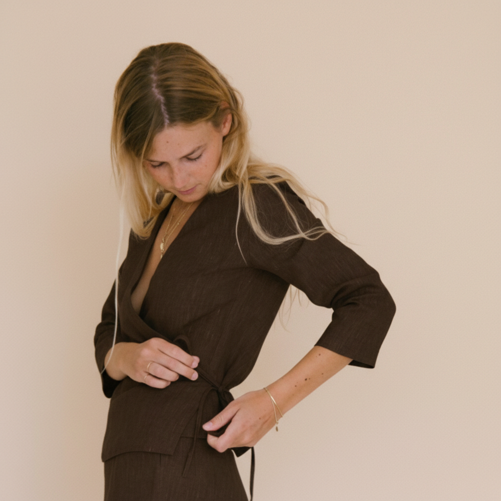 Structured Linen Wrap Top