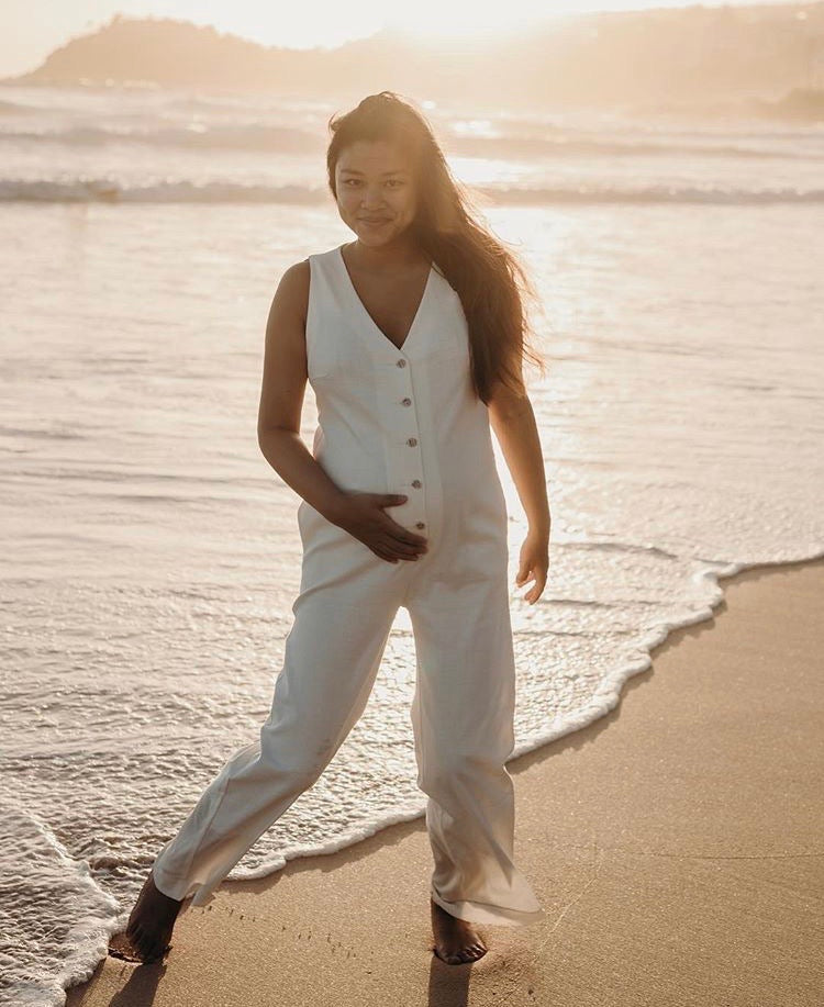 Linen Blend Jumpsuit - Off White