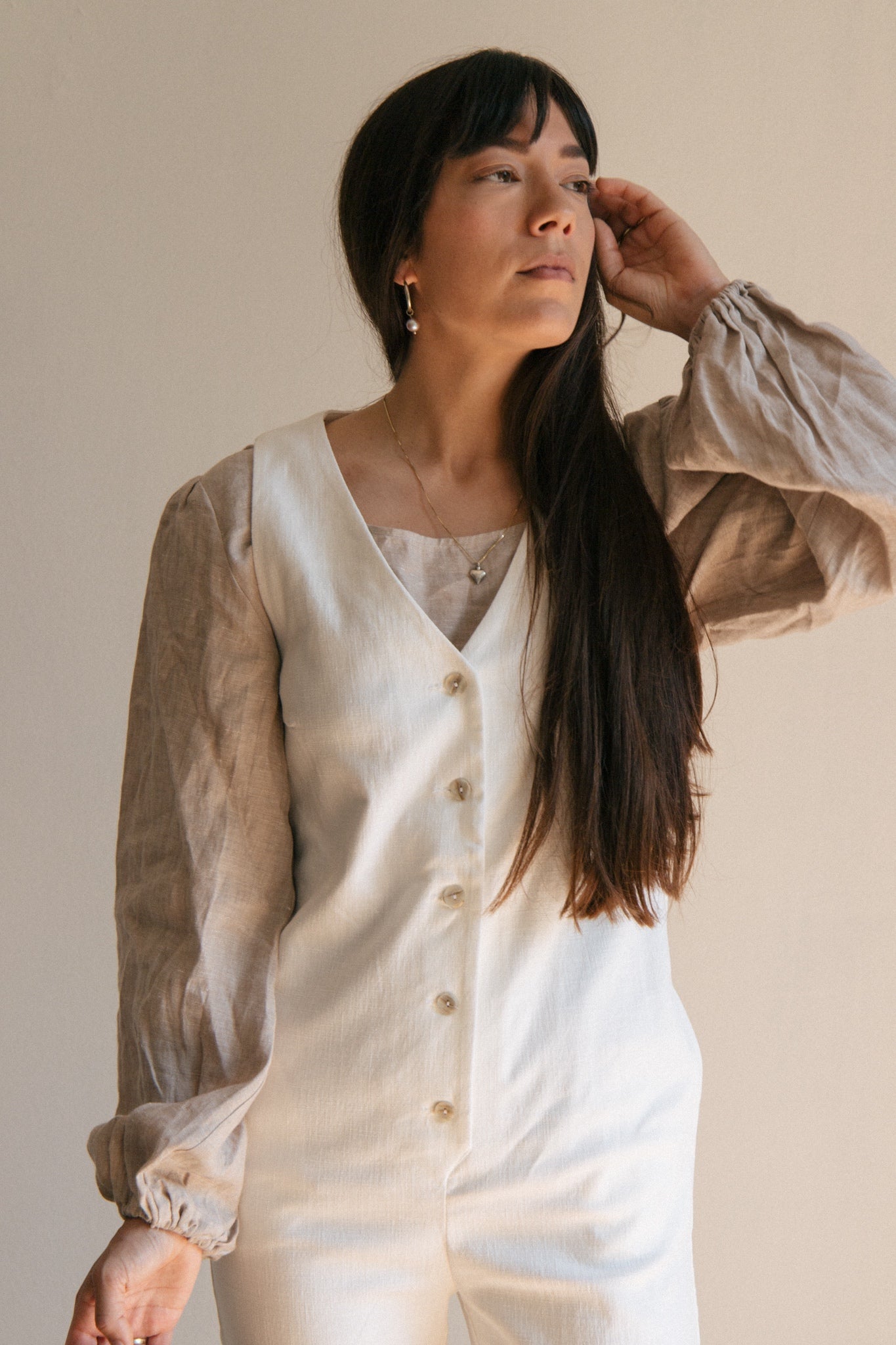 Linen Blend Jumpsuit - Off White