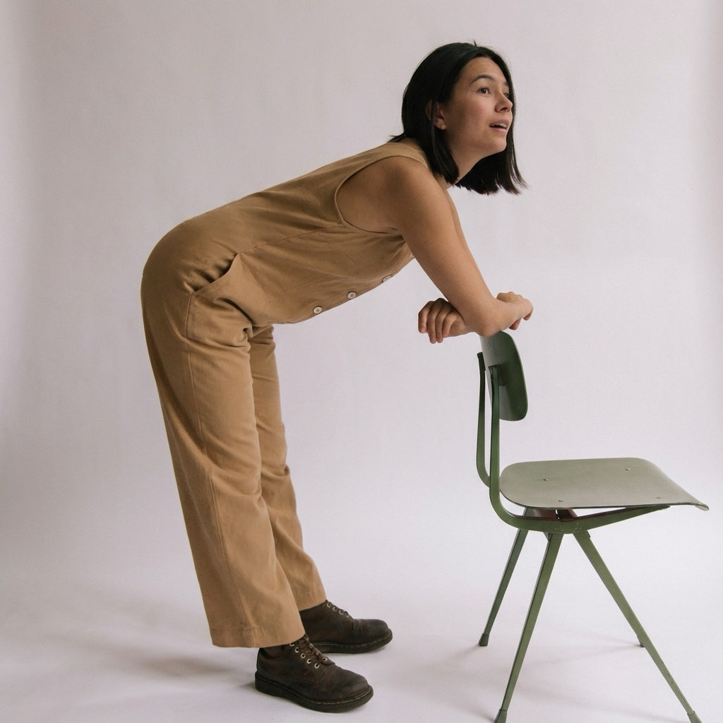 Linen Blend Jumpsuit - Mustard