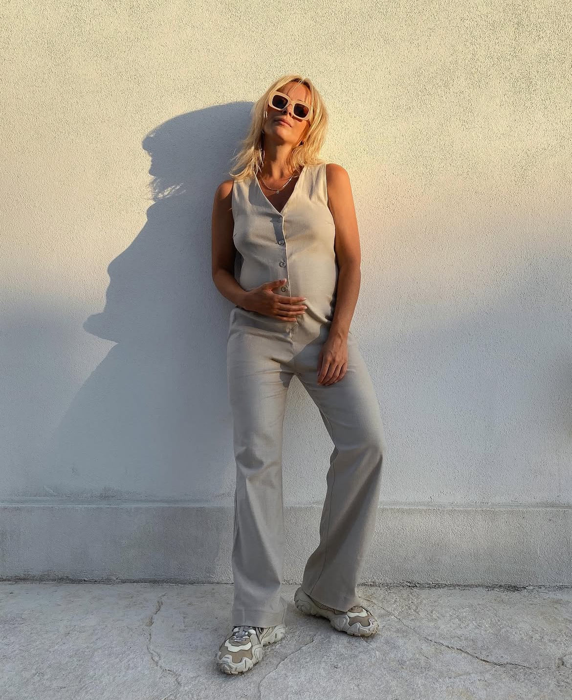 Linen Blend Jumpsuit - Oatmeal