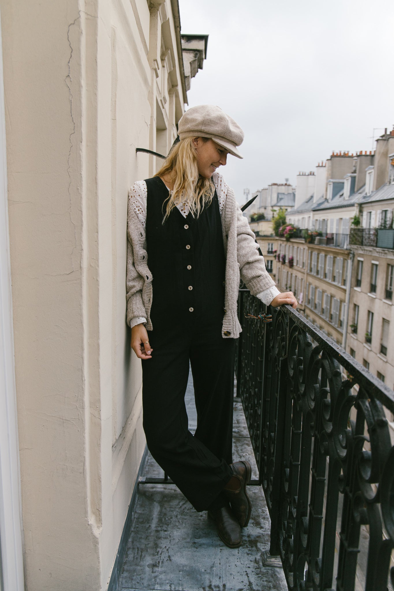 Linen Blend Jumpsuit - Black