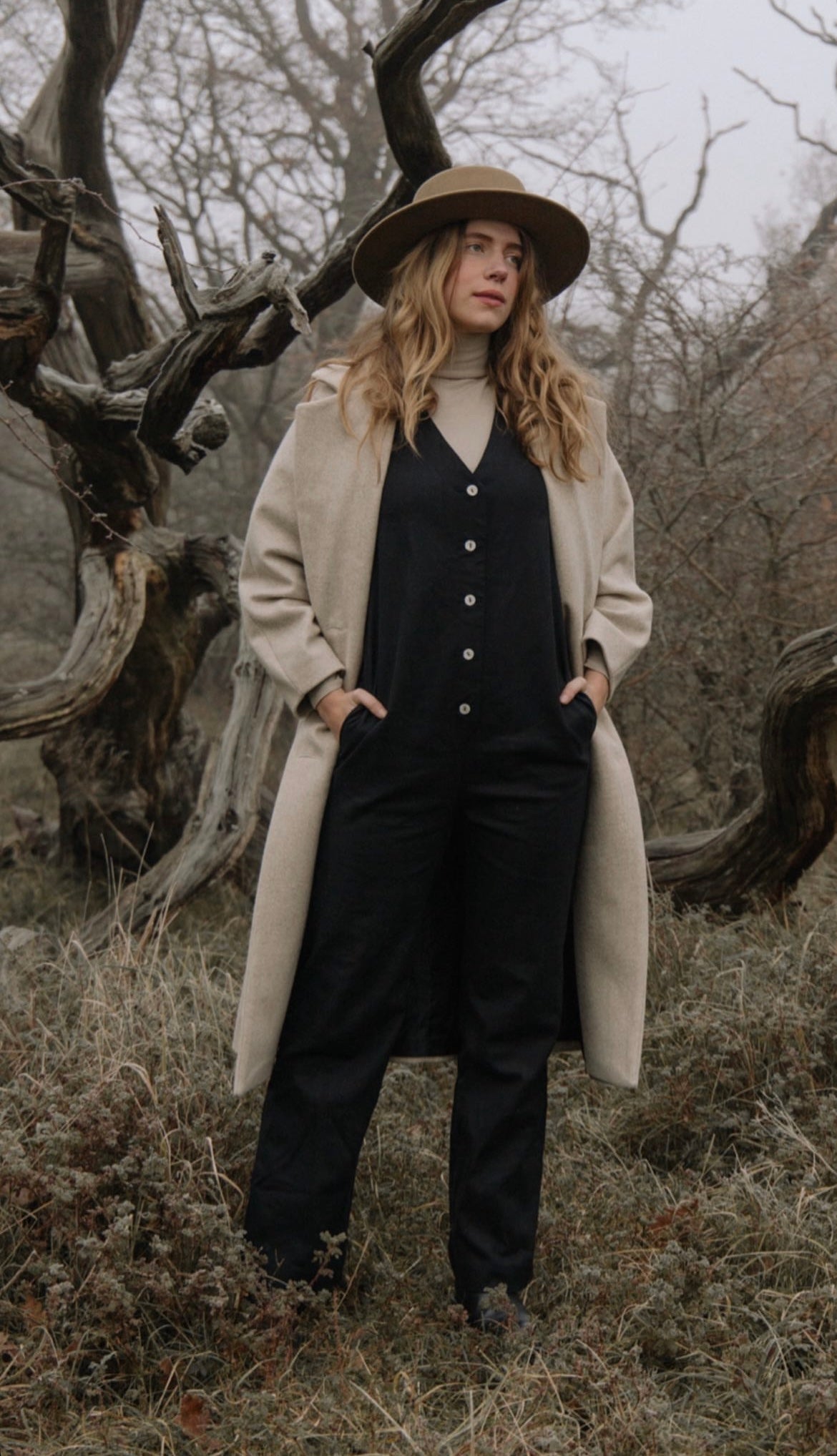 Linen Blend Jumpsuit - Black