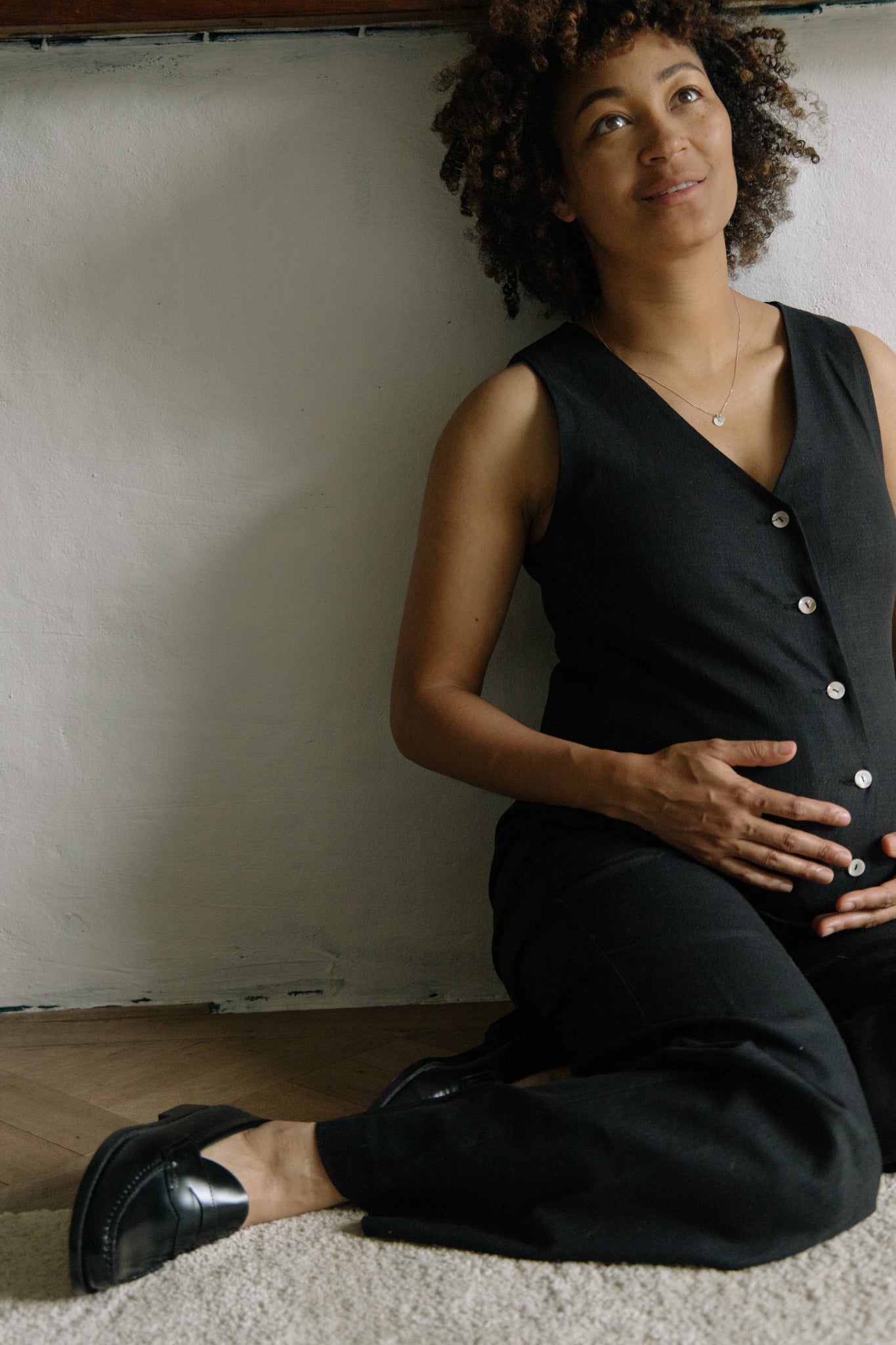 Linen Blend Jumpsuit - Black