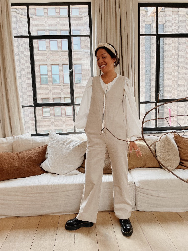 Linen Blend Jumpsuit - Oatmeal