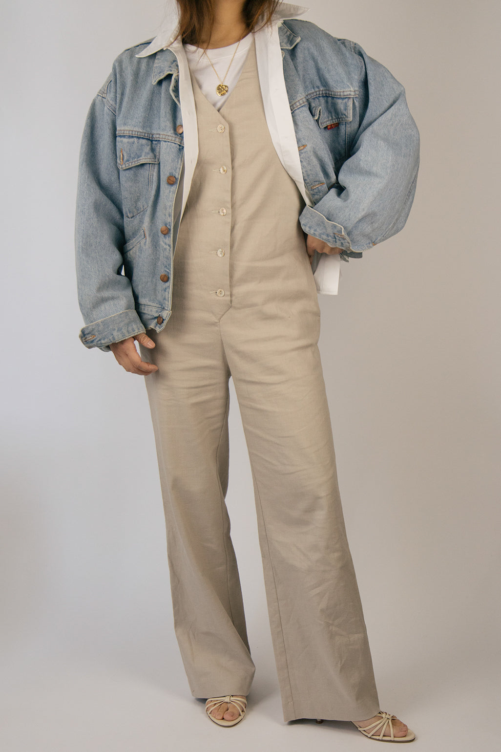 Linen Blend Jumpsuit - Oatmeal
