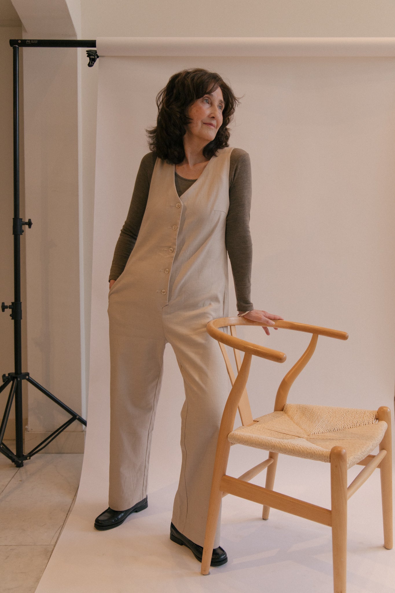 Linen Blend Jumpsuit - Oatmeal