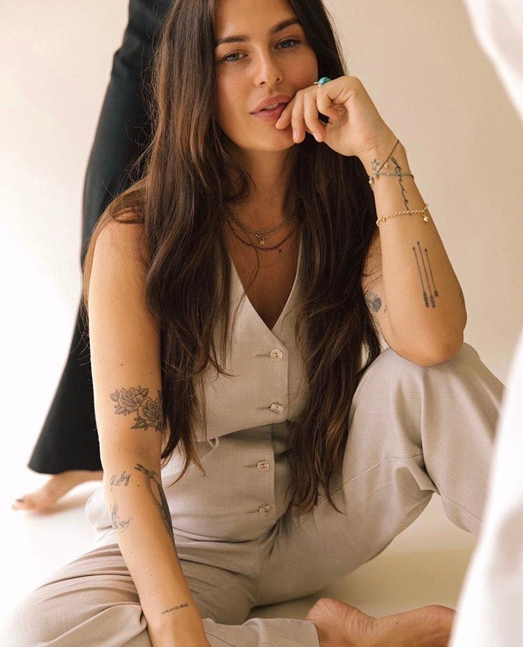 Linen Blend Jumpsuit - Oatmeal