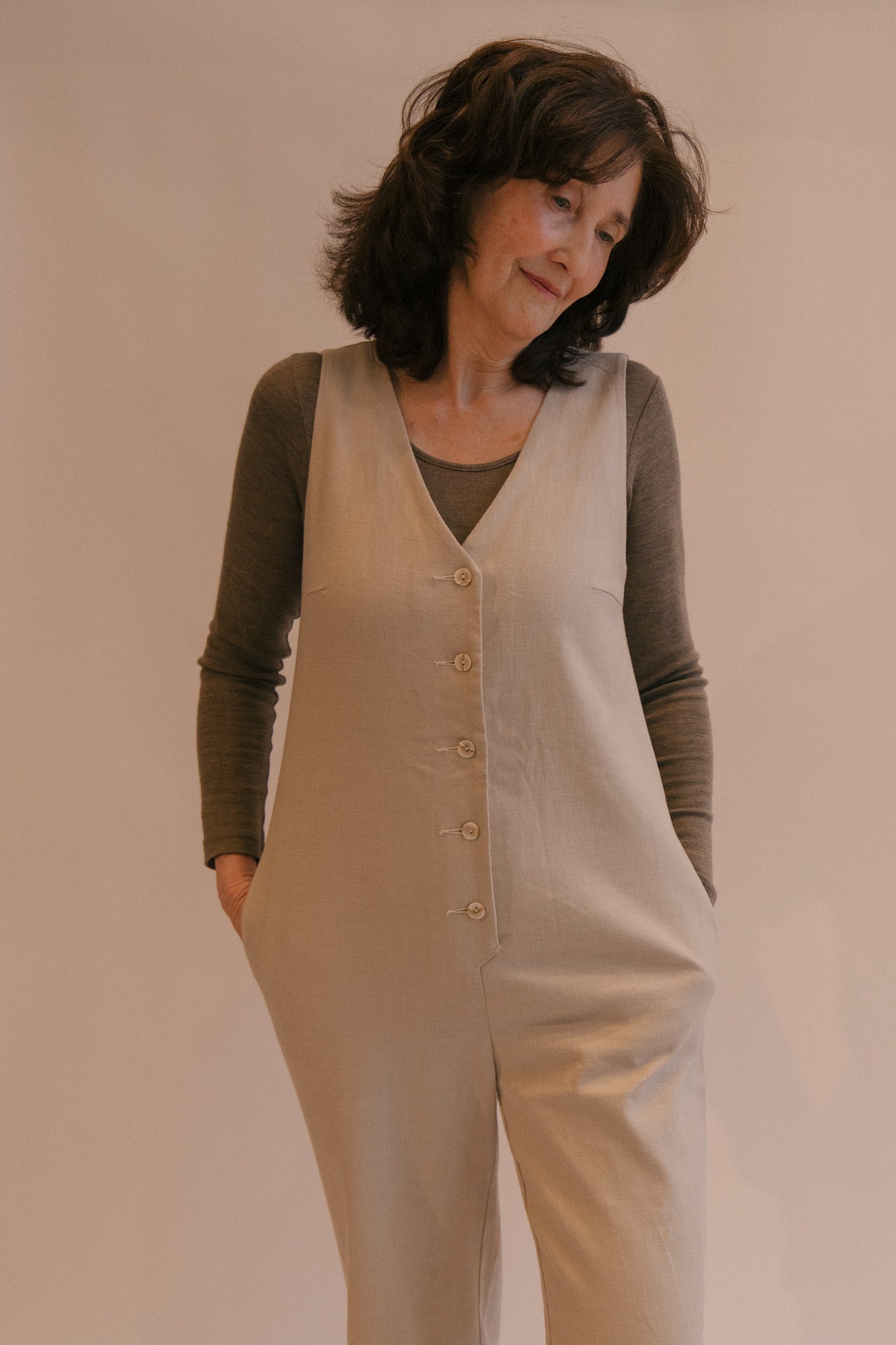 Linen Blend Jumpsuit - Oatmeal