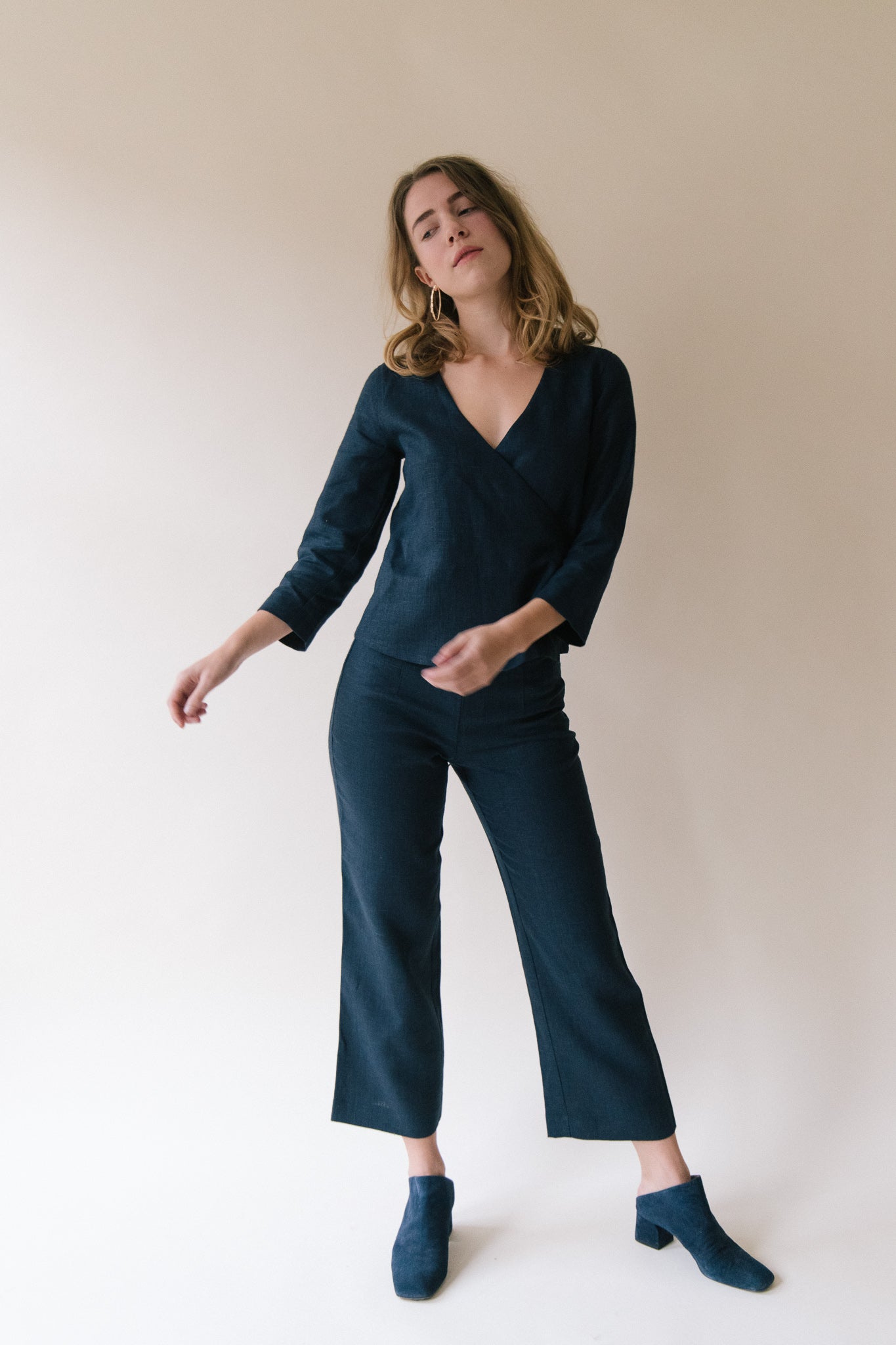 Structured Linen Wrap Top