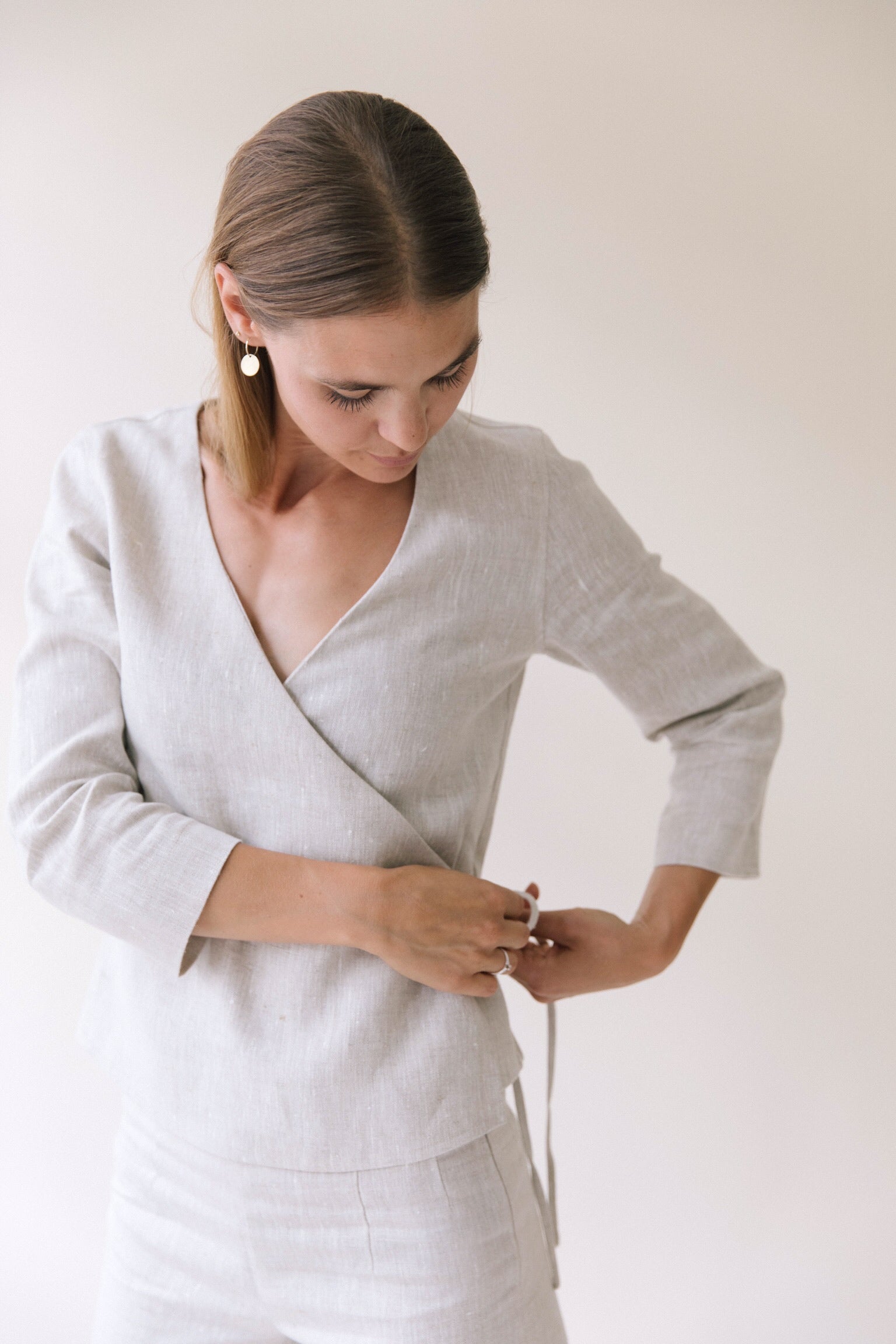 Structured Linen Wrap Top