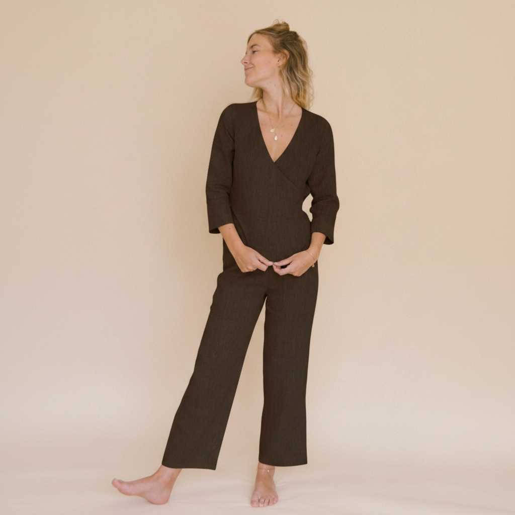 Structured Linen Wrap Top