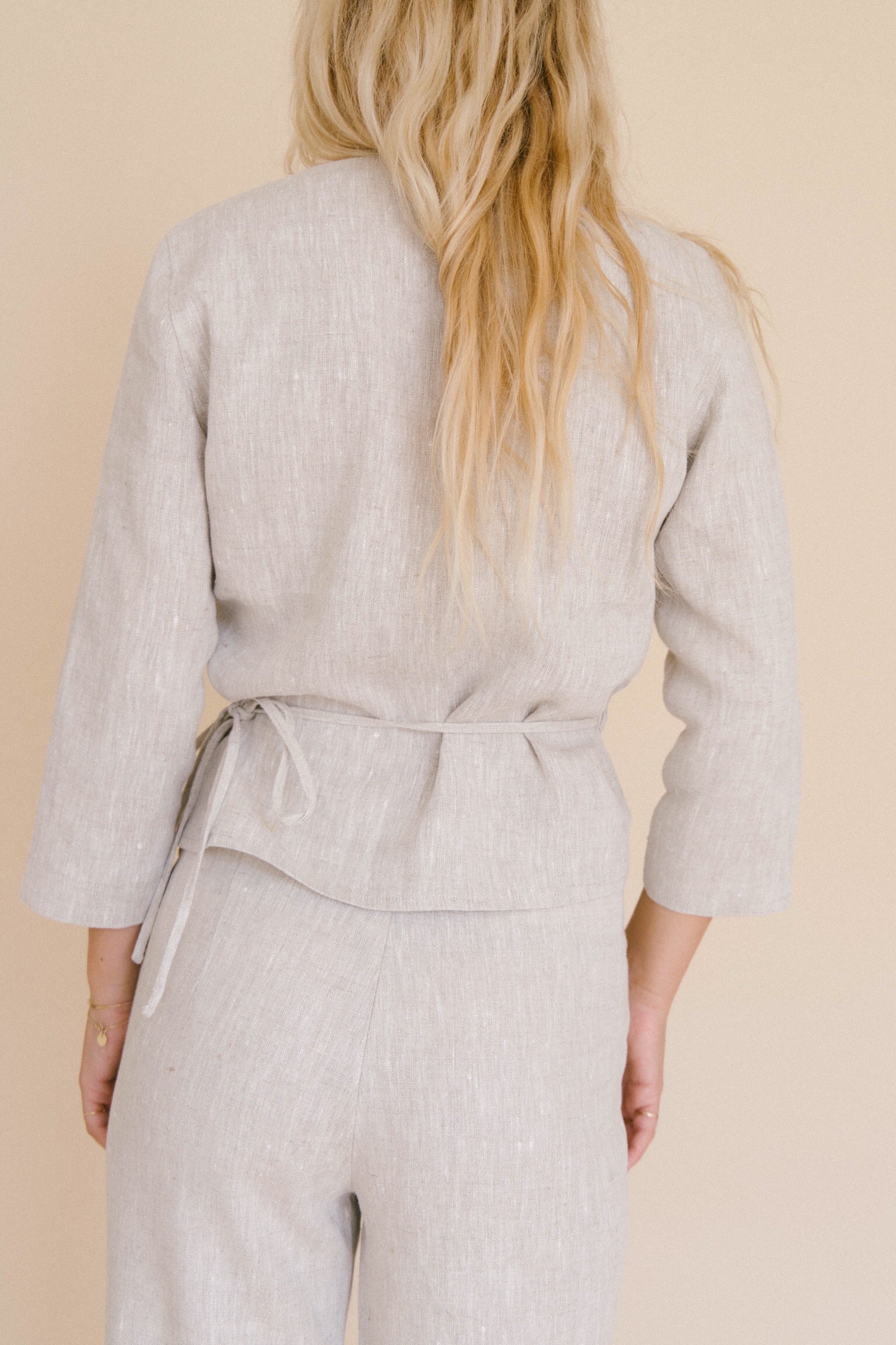 Structured Linen Wrap Top