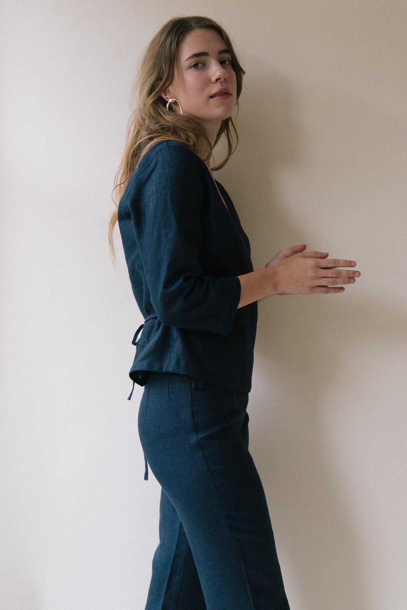 Structured Linen Wrap Top