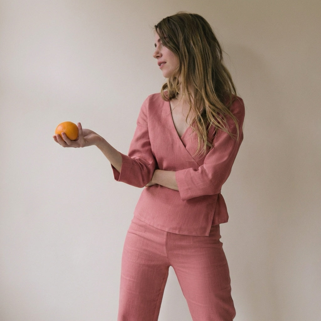 Structured Linen Wrap Top