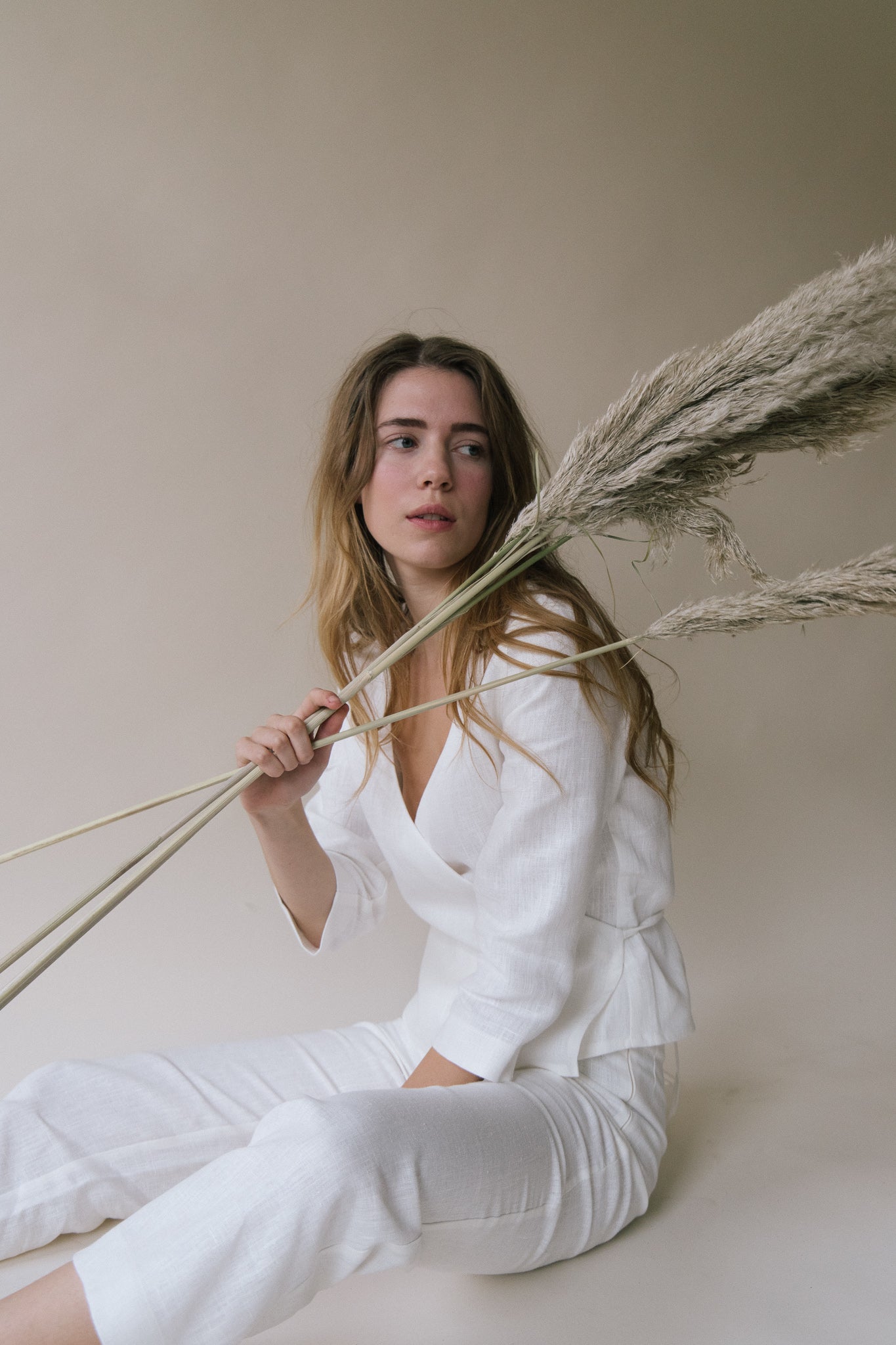 Structured Linen Wrap Top