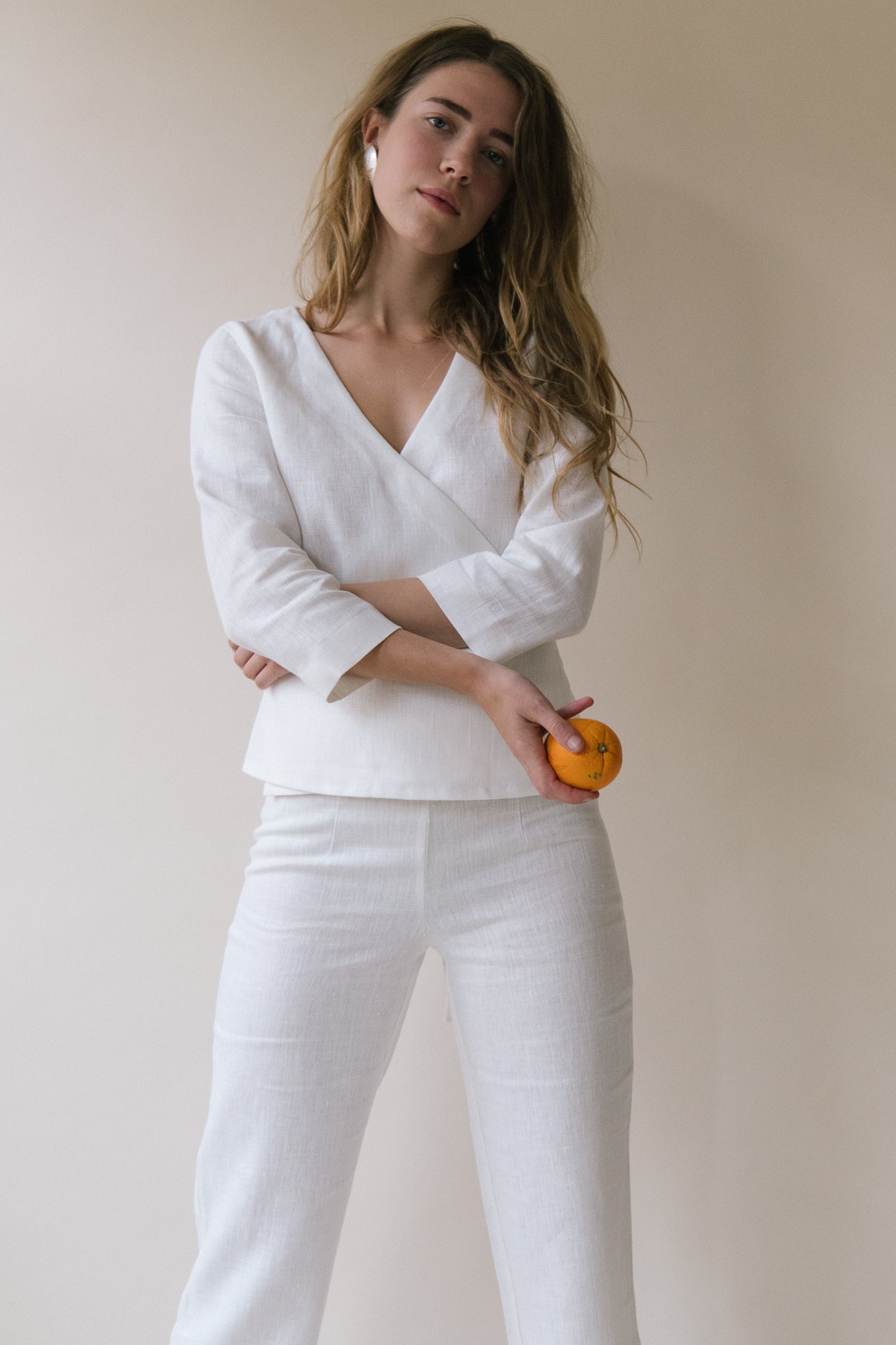Structured Linen Wrap Top