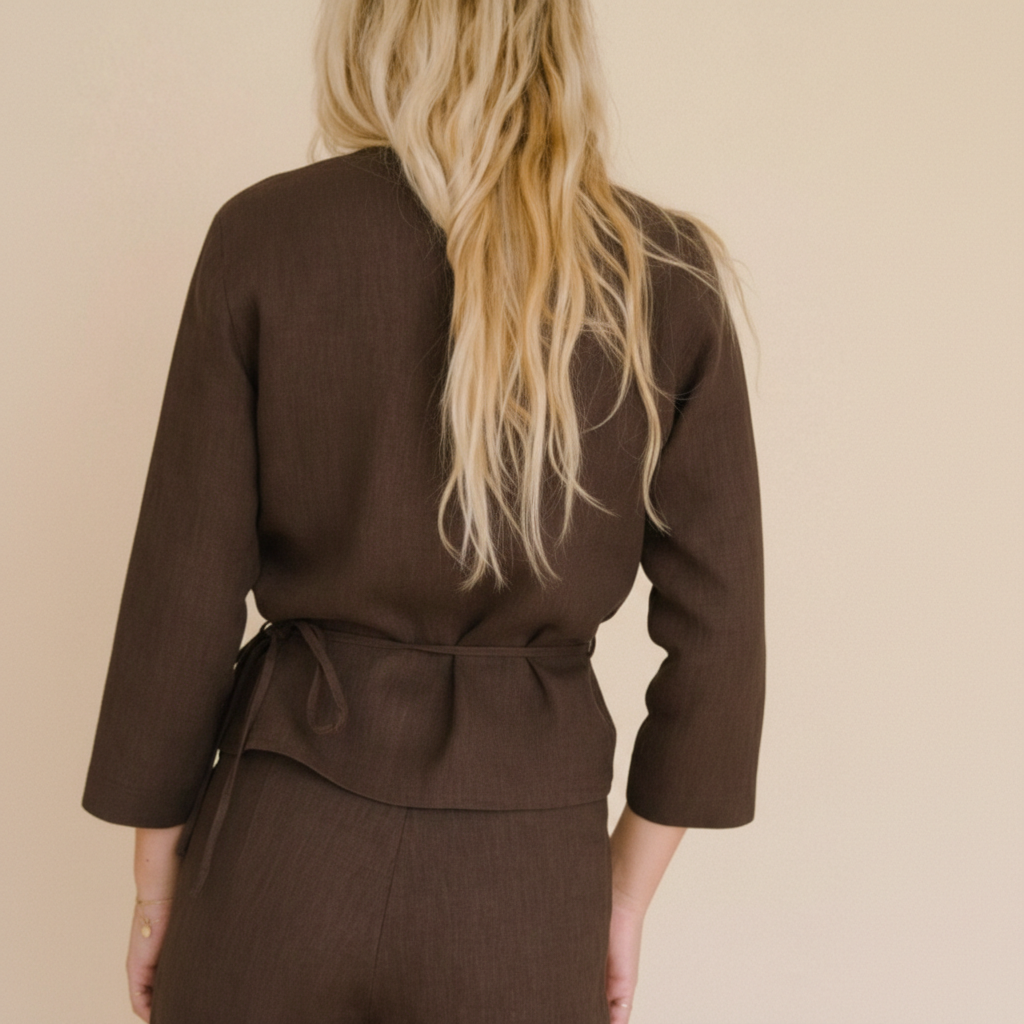 Structured Linen Wrap Top