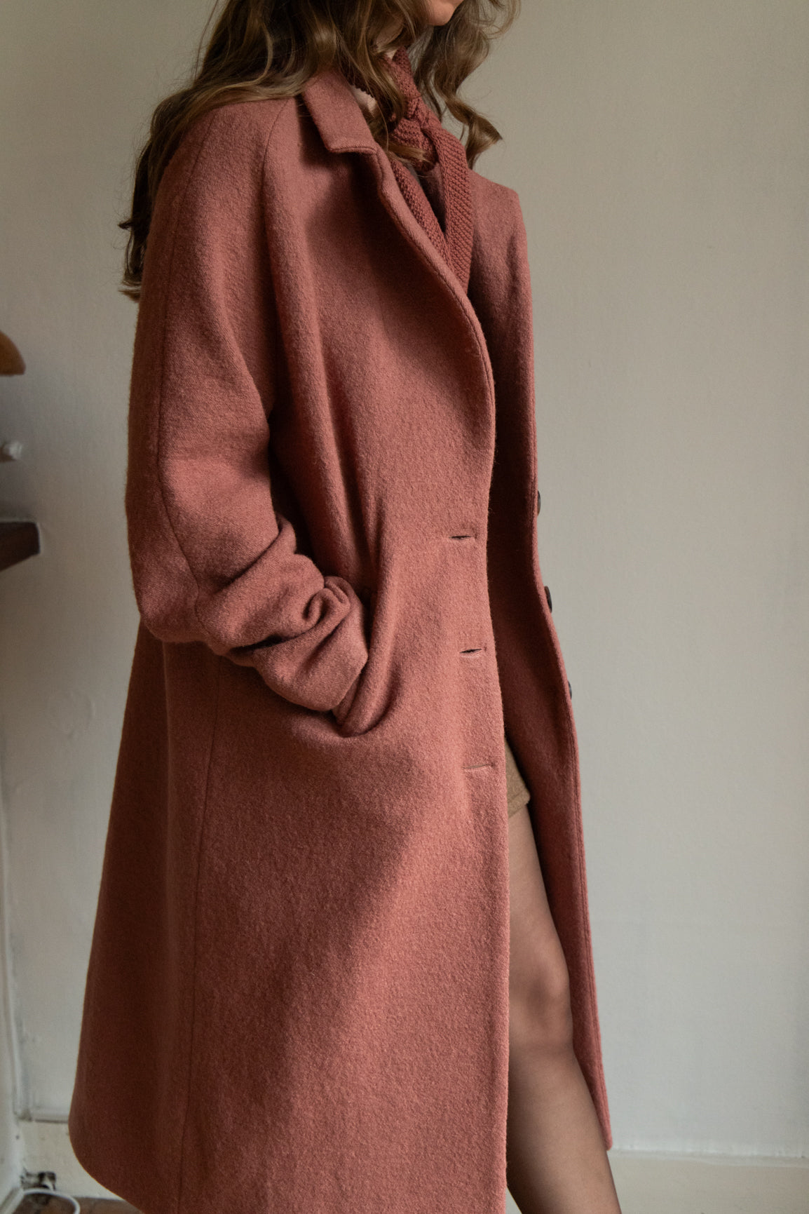 DEIA Wool Coat - Dusty Pink