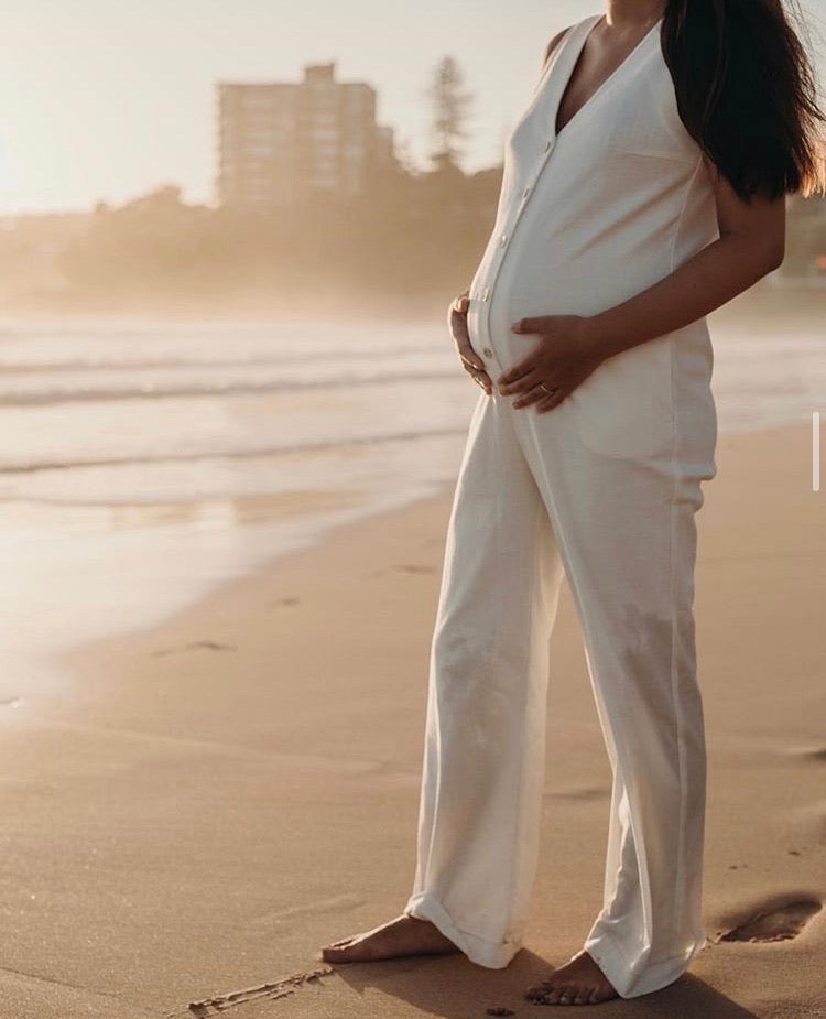 Linen Blend Jumpsuit - Off White
