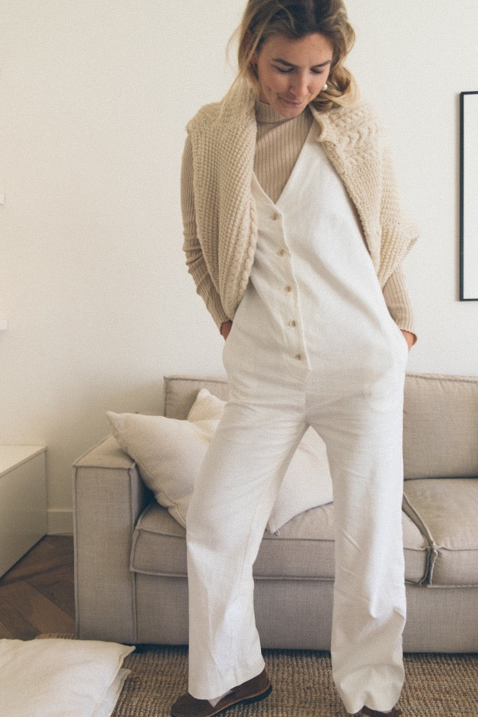 Linen Blend Jumpsuit - Off White