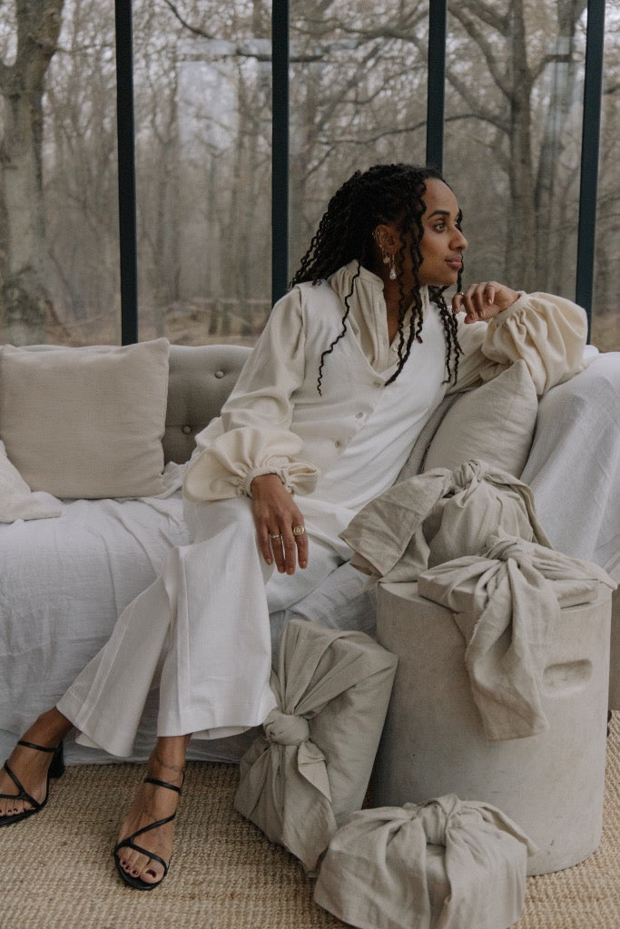 Linen Blend Jumpsuit - Off White