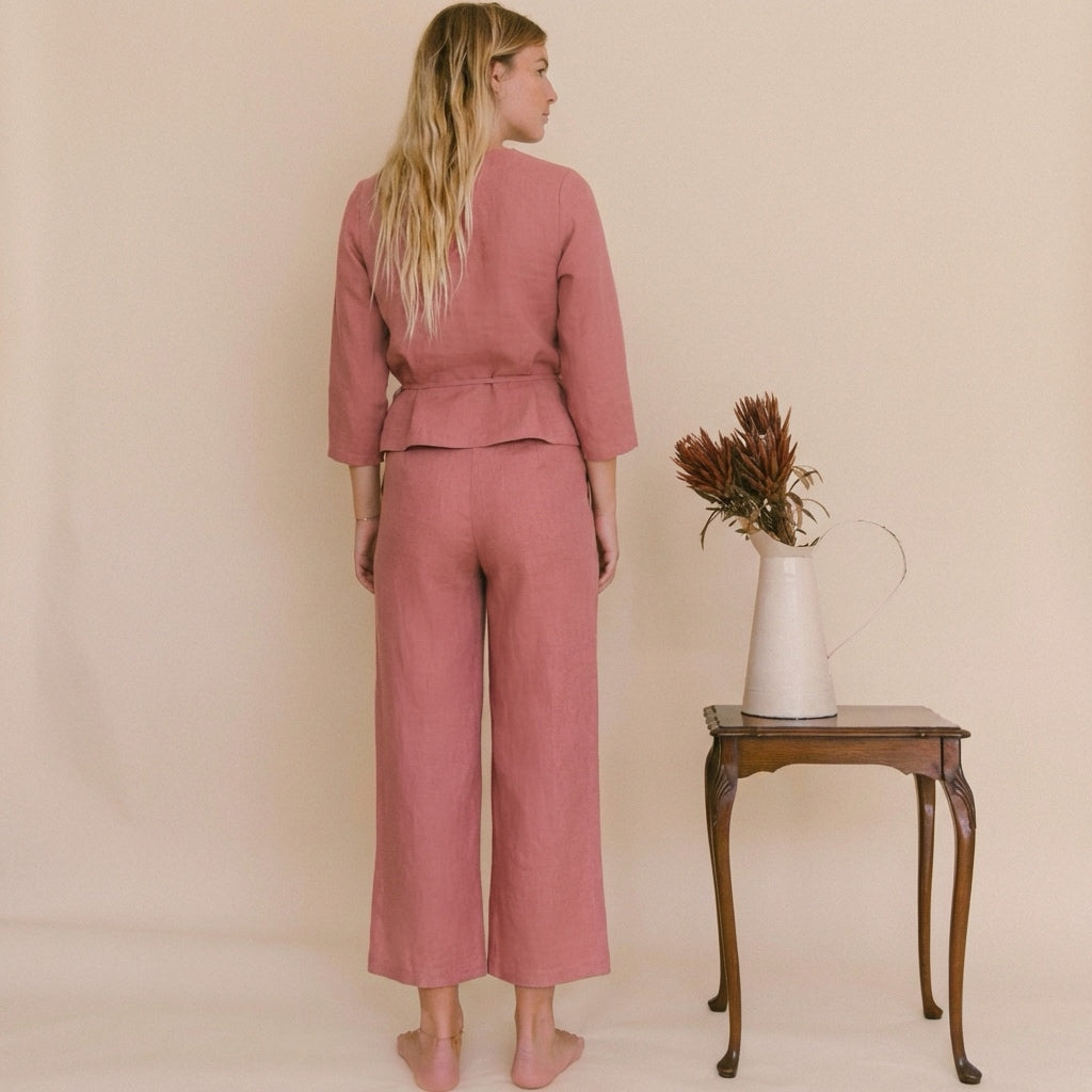 Structured Linen Wrap Top