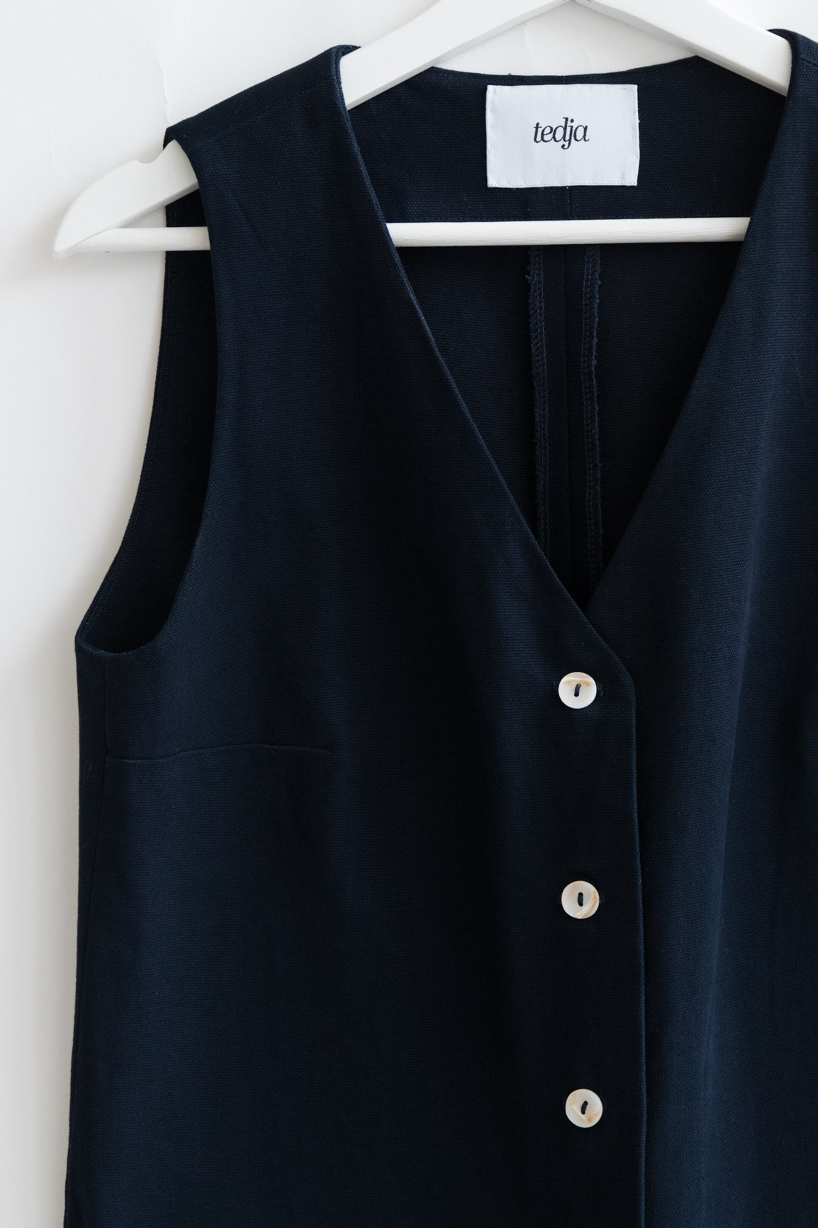 Navy dark blue color Jumpsuit overall workwear cotton canvas with pockets 5 buttons v-neck tall girls short girls oeko-tex sustainable clothes handmade