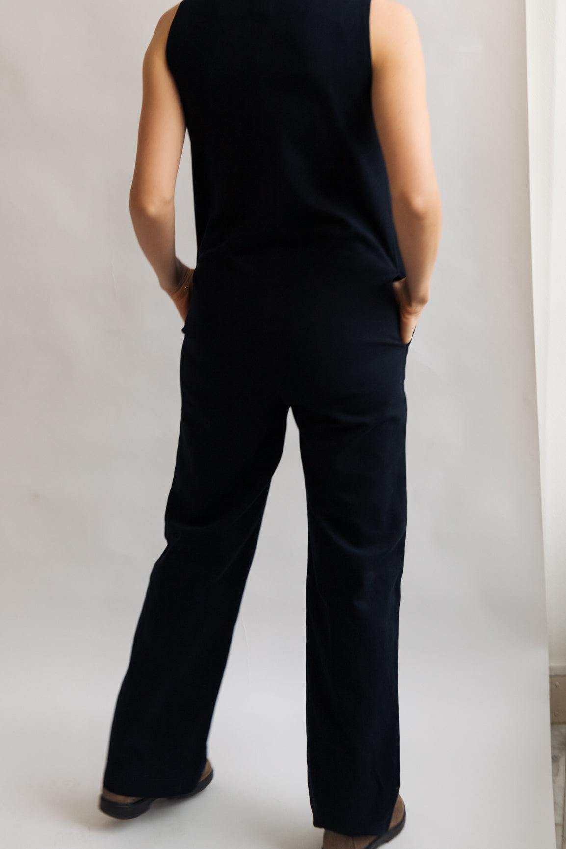Navy dark blue color Jumpsuit overall workwear cotton canvas with pockets 5 buttons v-neck tall girls short girls oeko-tex sustainable clothes handmade