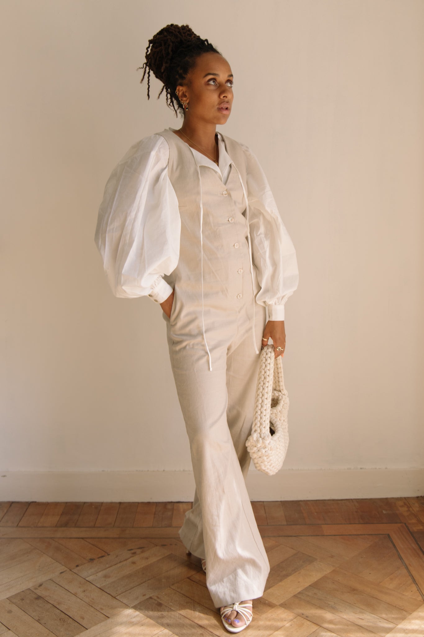 Linen Blend Jumpsuit - Oatmeal